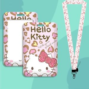 Hello kitty Key Chain Pendant Work Bus Card Holder Plastic with Lanyard